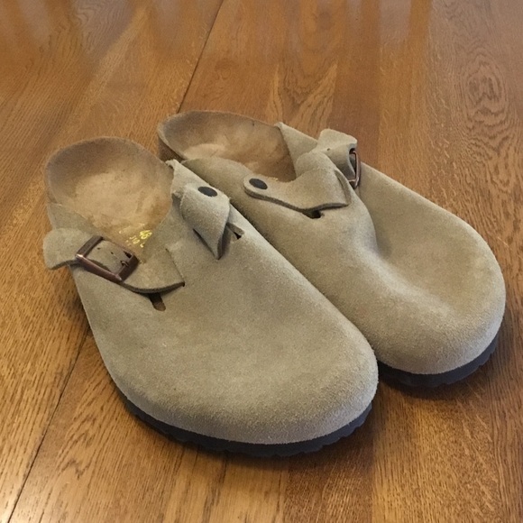 Mens Birkenstock Boston taupe suede clog. Size 15. Adjustable strap. Like new! - Picture 1 of 8